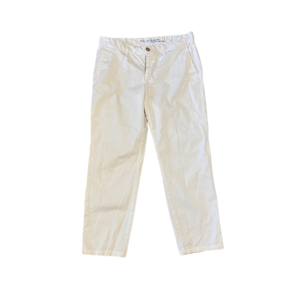 GAP Girlfriend Khaki Mid-Rise Pants Optic White Size 8 Regular